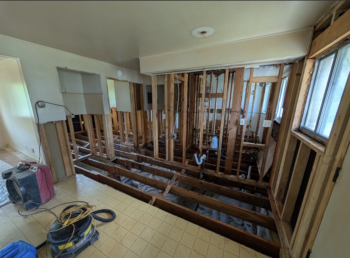 Kitchen before: gutted to the studs during remodel