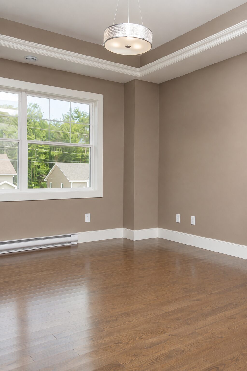 Interior painting reference — finished room with crown molding
